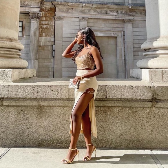 Zara Cut Out Linen Midi Skirt - Picture 3 of 13